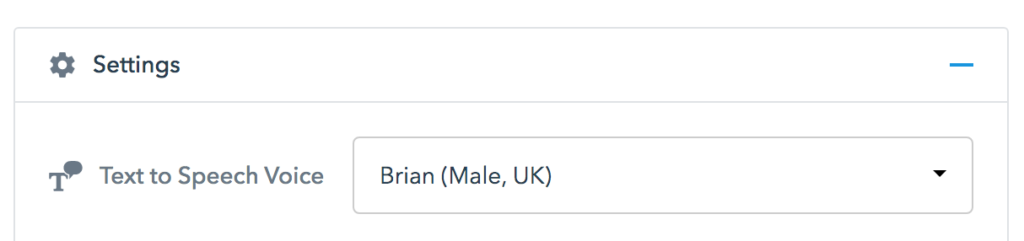 Choosing your Text to Speech Voice in the Settings tab